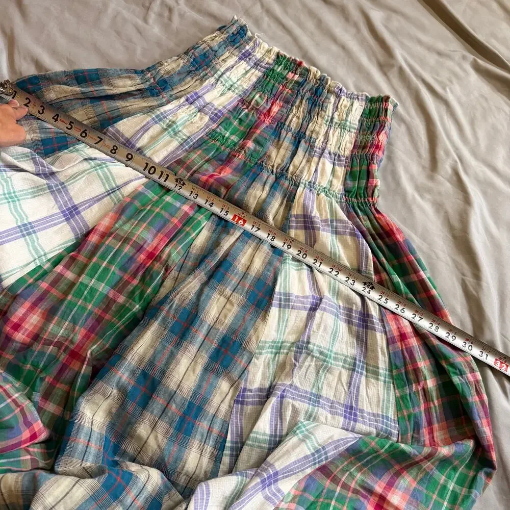 Oli & Hali Plaid Convertible Maxi Skirt Tube Dress Women's Small Pocketed - Picture 12 of 14